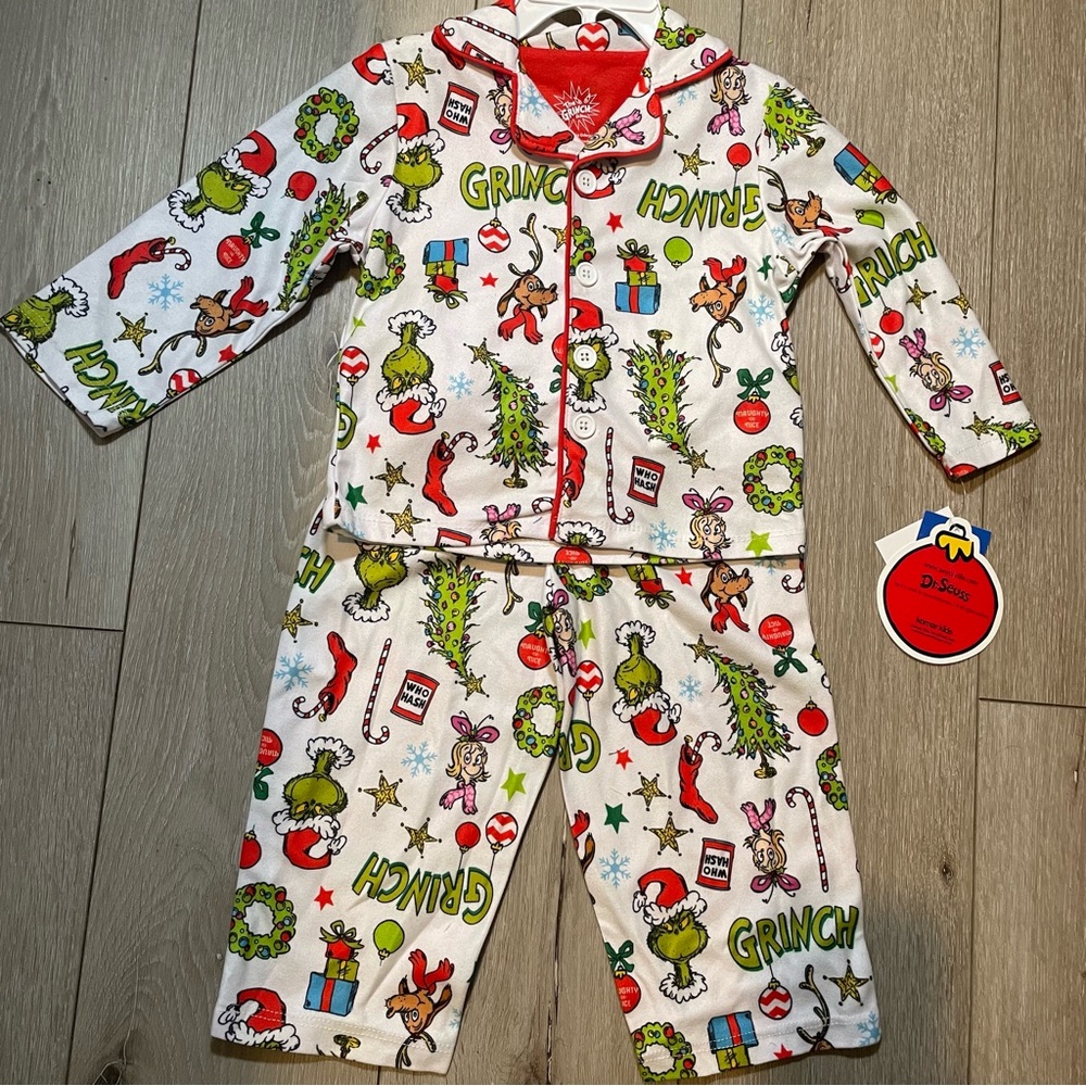 NWT Dr. Seuss The Grinch & Cindy Lou Who Toddler 2-Pc Pajama Set 2T - Picture 2 of 5